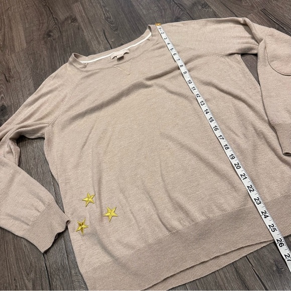 Banana Republic Sweater Womens Wool Crew Neck Gold Stars Nautical Minimalist XL - Picture 11 of 11